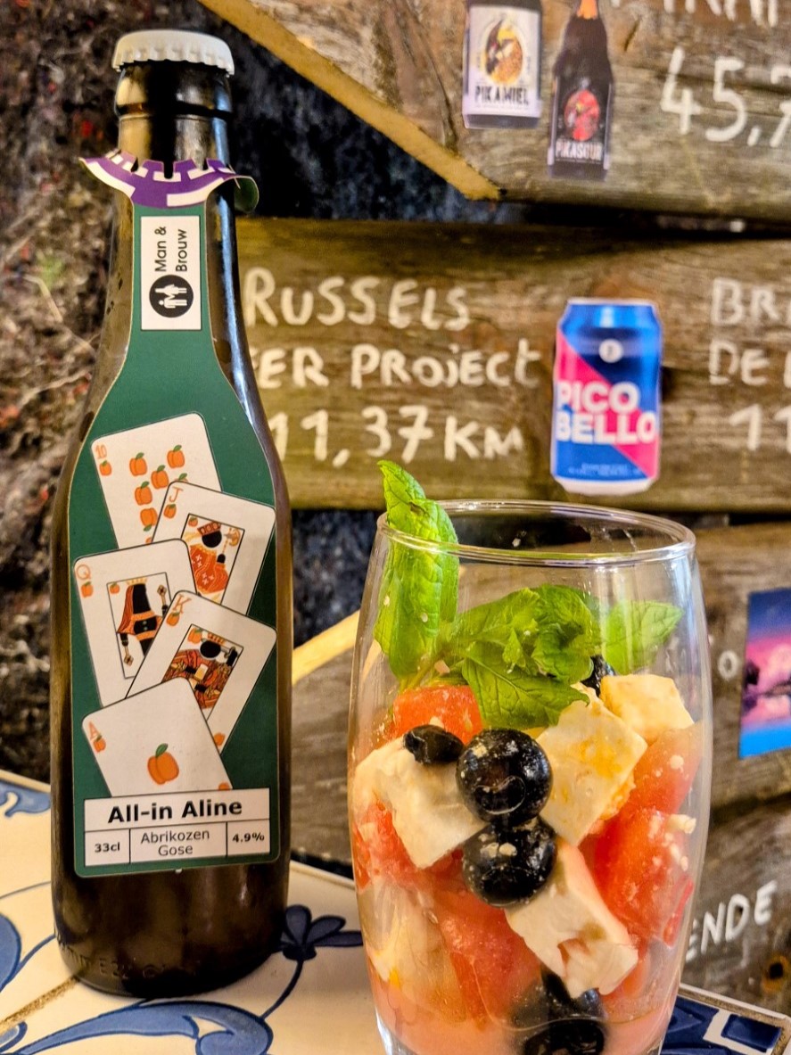 Hapje met feta, watermeloen, blauwe bes, verse munt en olijfolie - All-in Aline